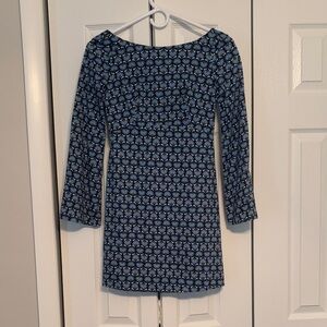 Zara Blue Sheath Dress with Bell Sleeves